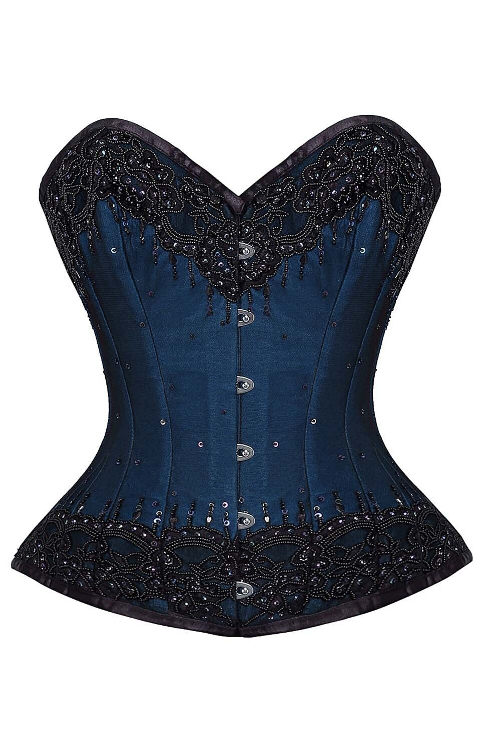 Jalea Blue Satin with Lace Overlay Couture Corset