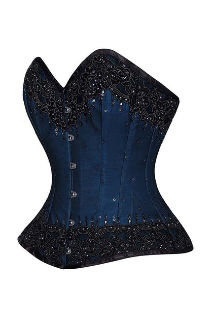 Jalea Blue Satin with Lace Overlay Couture Corset