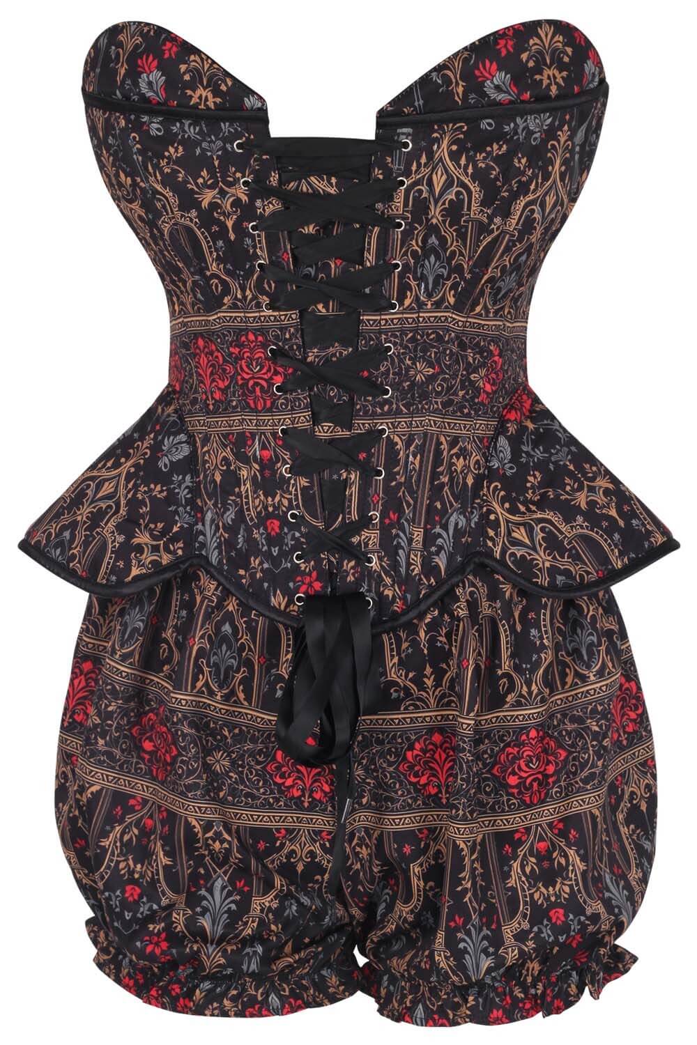 Telisha Gothic Baroque Rose Corset & Bloomer Set