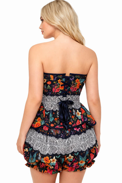 Averill Midnight Butterfly Garden Corset & Bloomer Set