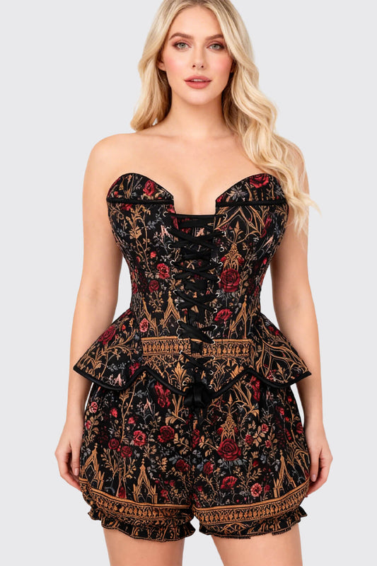 Lovella Gothic Rose Garden Corset & Bloomer Set