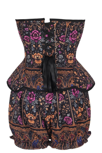 Terilynn Victorian Rose Noir Corset & Bloomer Set