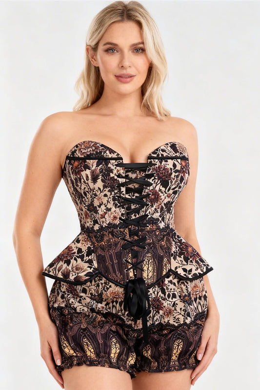 Tempie Antique Garden Gothic Corset & Bloomer Set