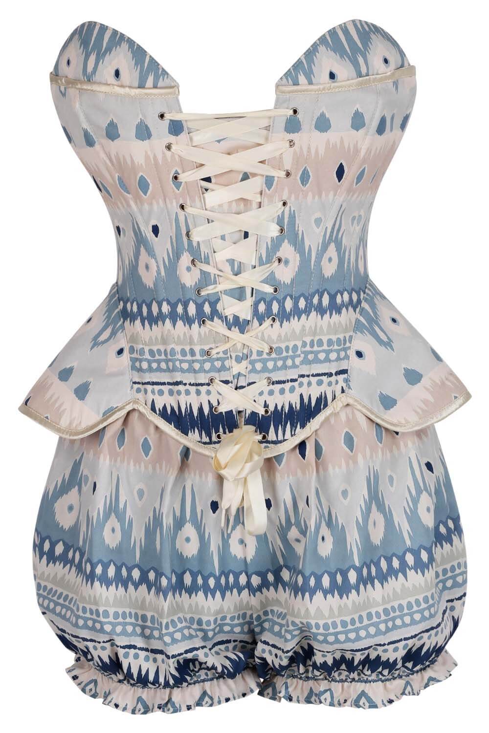 Shawnna Bohemian Ikat Pattern Corset & Bloomer Set