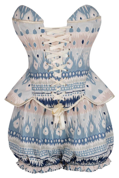 Shawnna Bohemian Ikat Pattern Corset & Bloomer Set