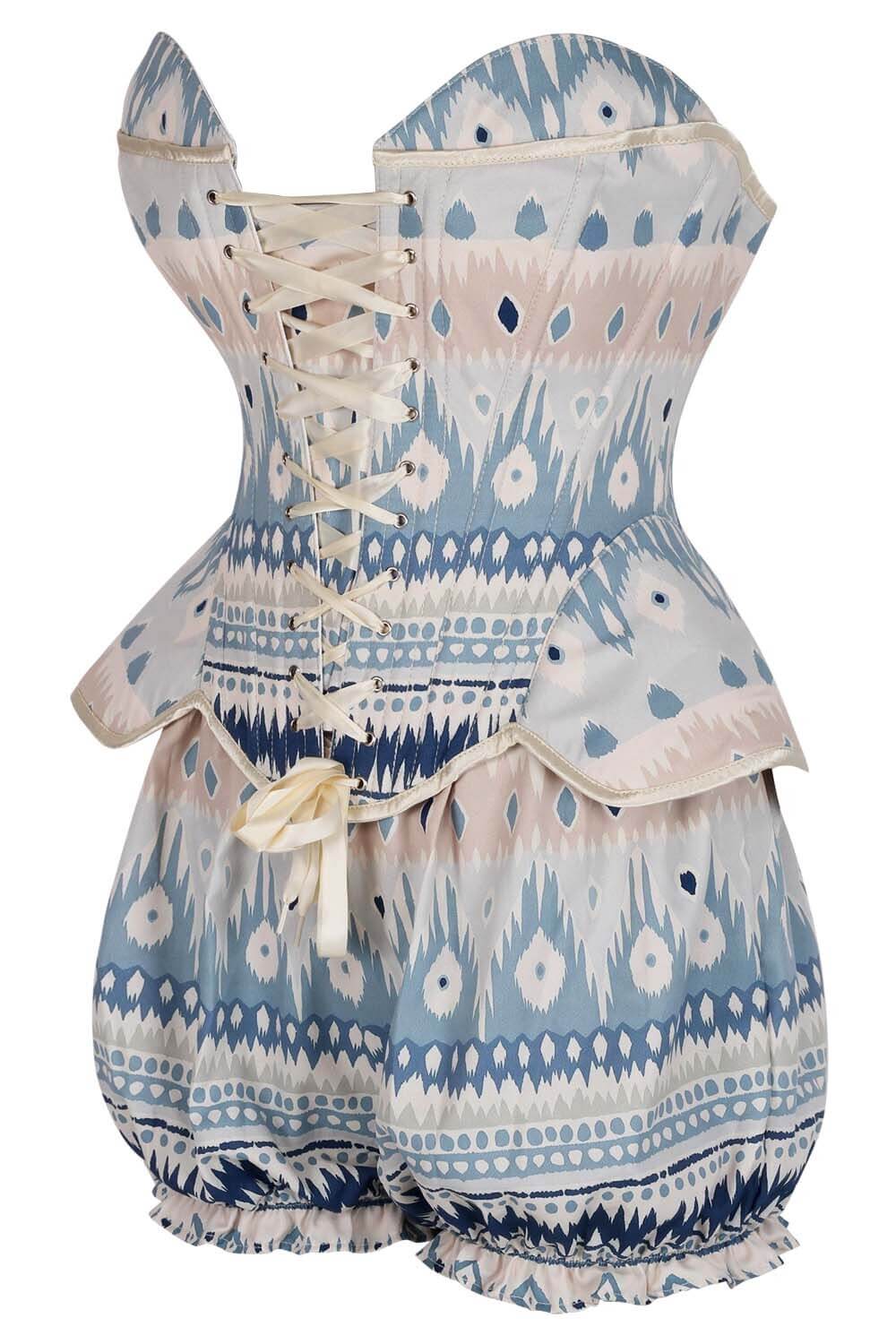 Shawnna Bohemian Ikat Pattern Corset & Bloomer Set