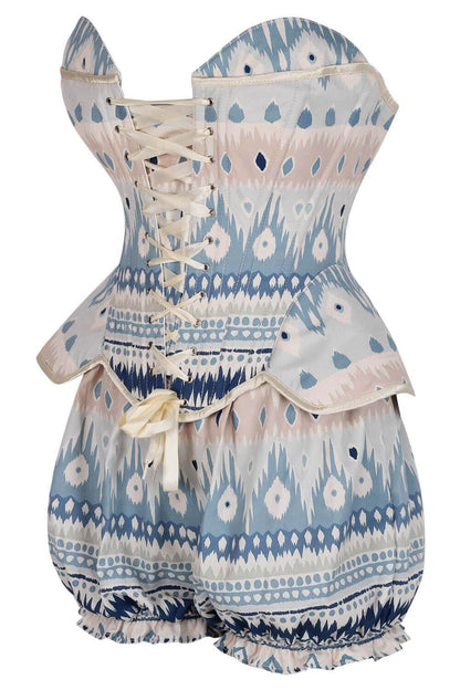 Shawnna Bohemian Ikat Pattern Corset & Bloomer Set