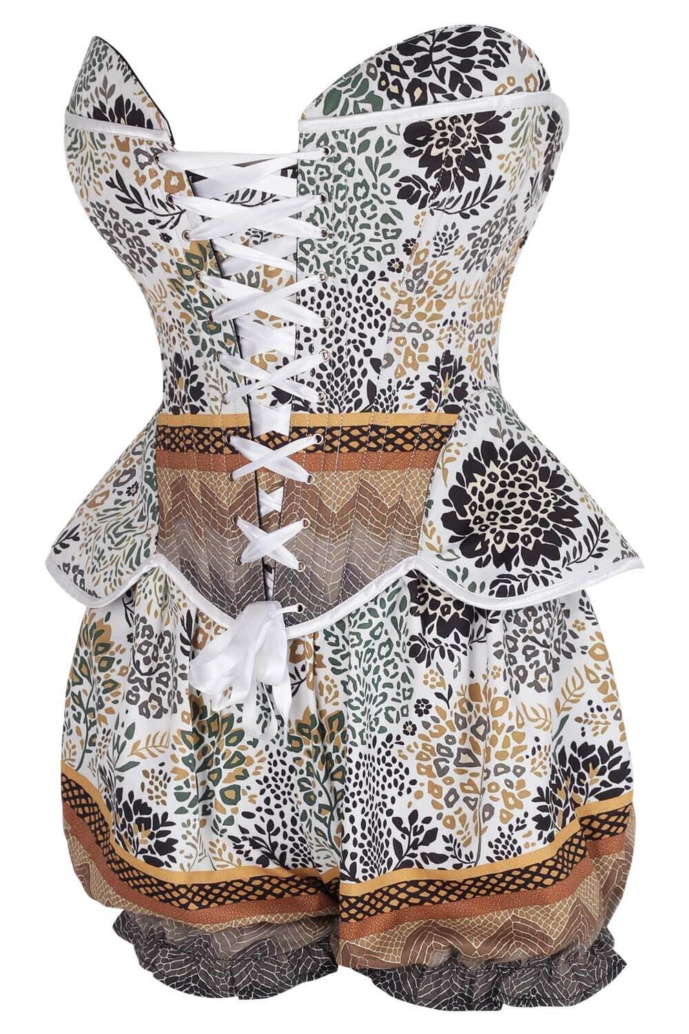 Sayaka Botanical Safari Print Corset & Bloomer Set