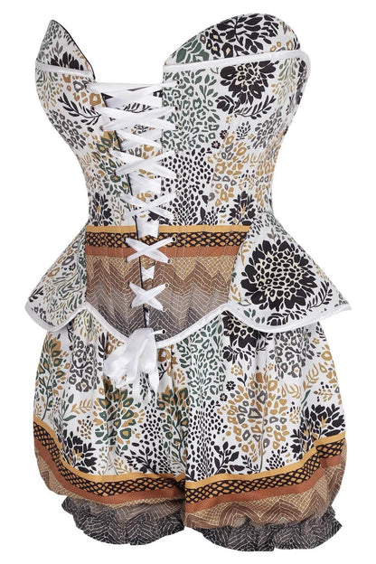 Sayaka Botanical Safari Print Corset & Bloomer Set