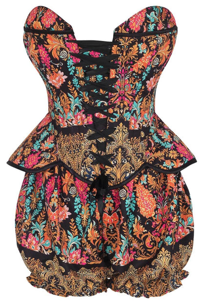 Jazette Bohemian Baroque Floral Corset & Bloomer Set