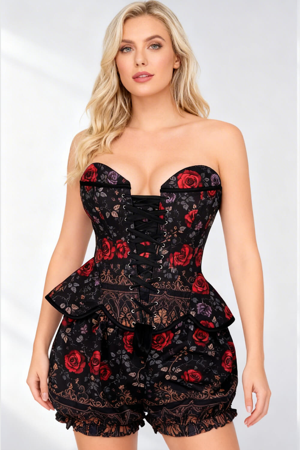 Jannae Gothic Rose Garden Corset & Bloomer Set