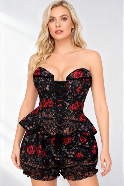 Jannae Gothic Rose Garden Corset & Bloomer Set