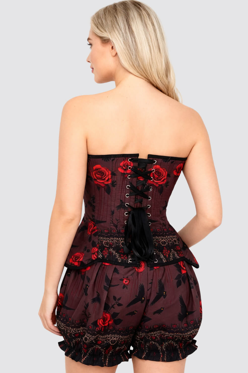 Brandalynn Crimson Night Owl Corset & Bloomer Set