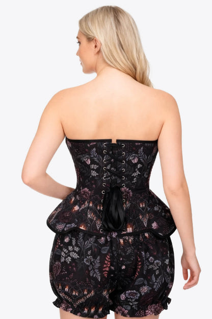 Whittley Midnight Candlelight Floral Corset & Bloomer Set
