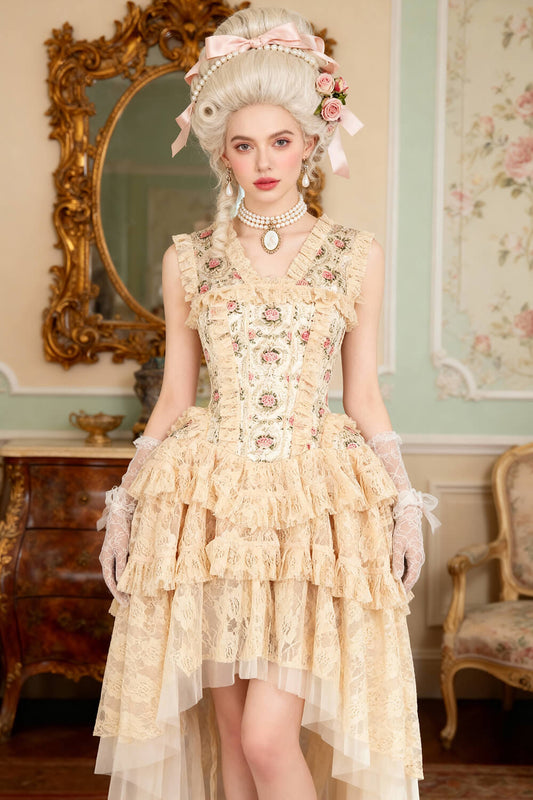Melrose Rose Floral Satin Corset Dress