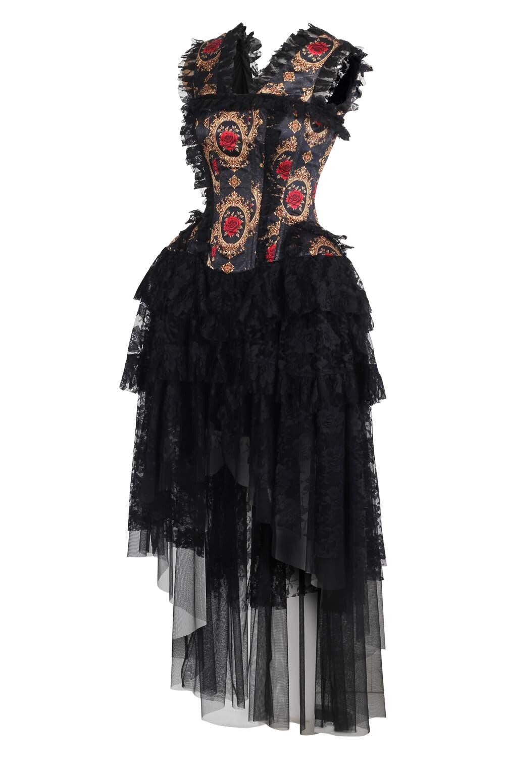 Rexine Red Rose Satin Corset Dress