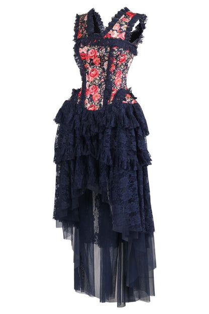 Jolyne Midnight Garden Floral Corset Dress