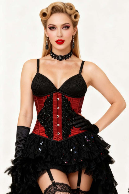 Cora Red Satin With Lace Overlay Couture Corset