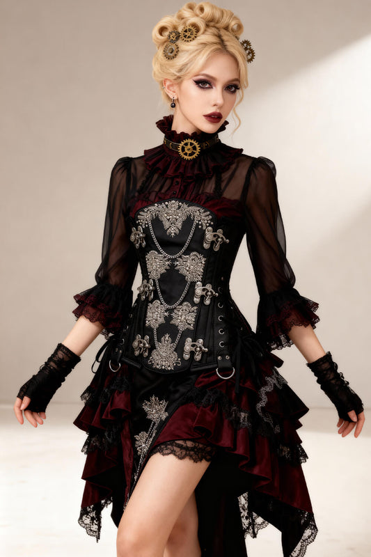 Heidi Steampunk Underbust Embroidered Corset