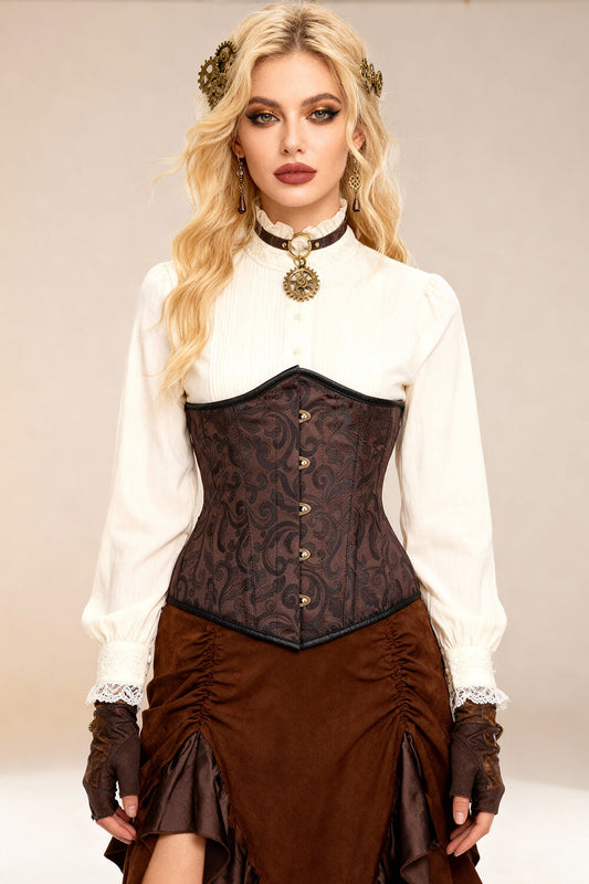 Jadien Waist Reducing Brown Brocade Corset