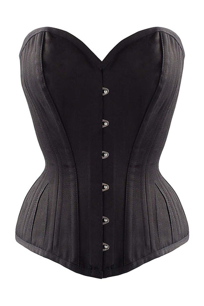 Charmayne Black Cotton Overbust Waist Training Corset