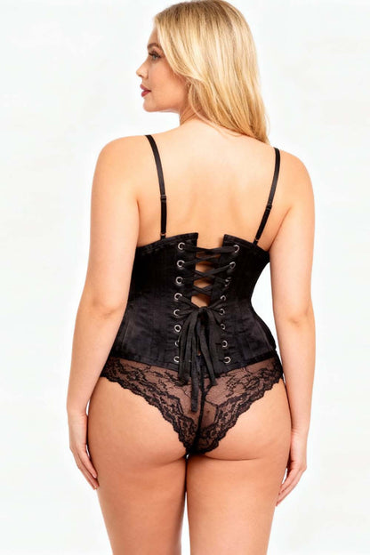Laquanda Black Satin Waist Training Waspie Corset
