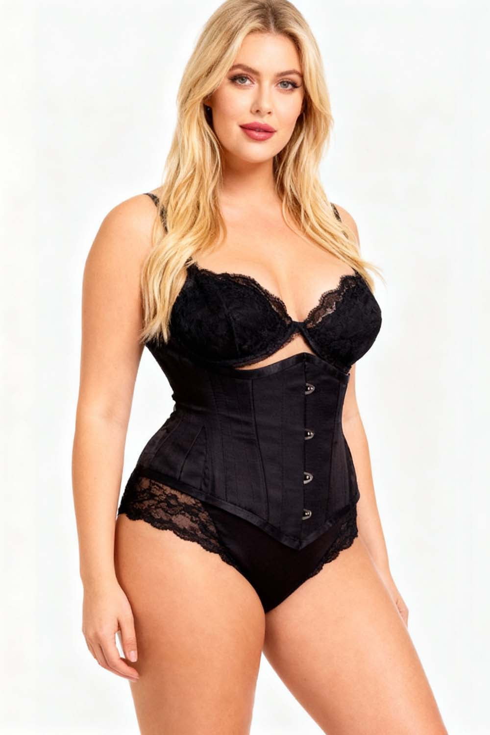 Laquanda Black Satin Waist Training Waspie Corset