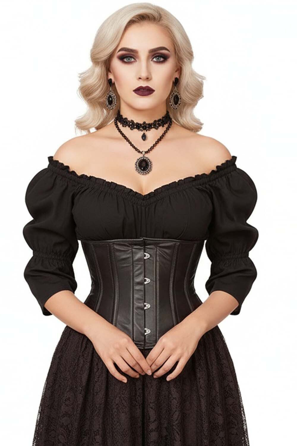 Beatrice Underbust Faux Leather Waspie Corset