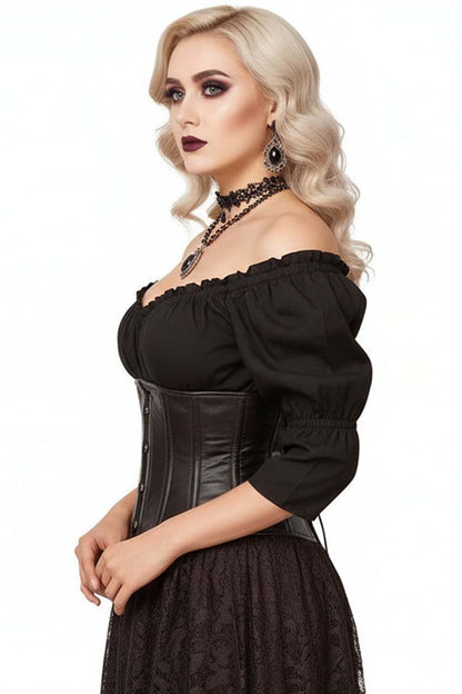 Beatrice Underbust Faux Leather Waspie Corset