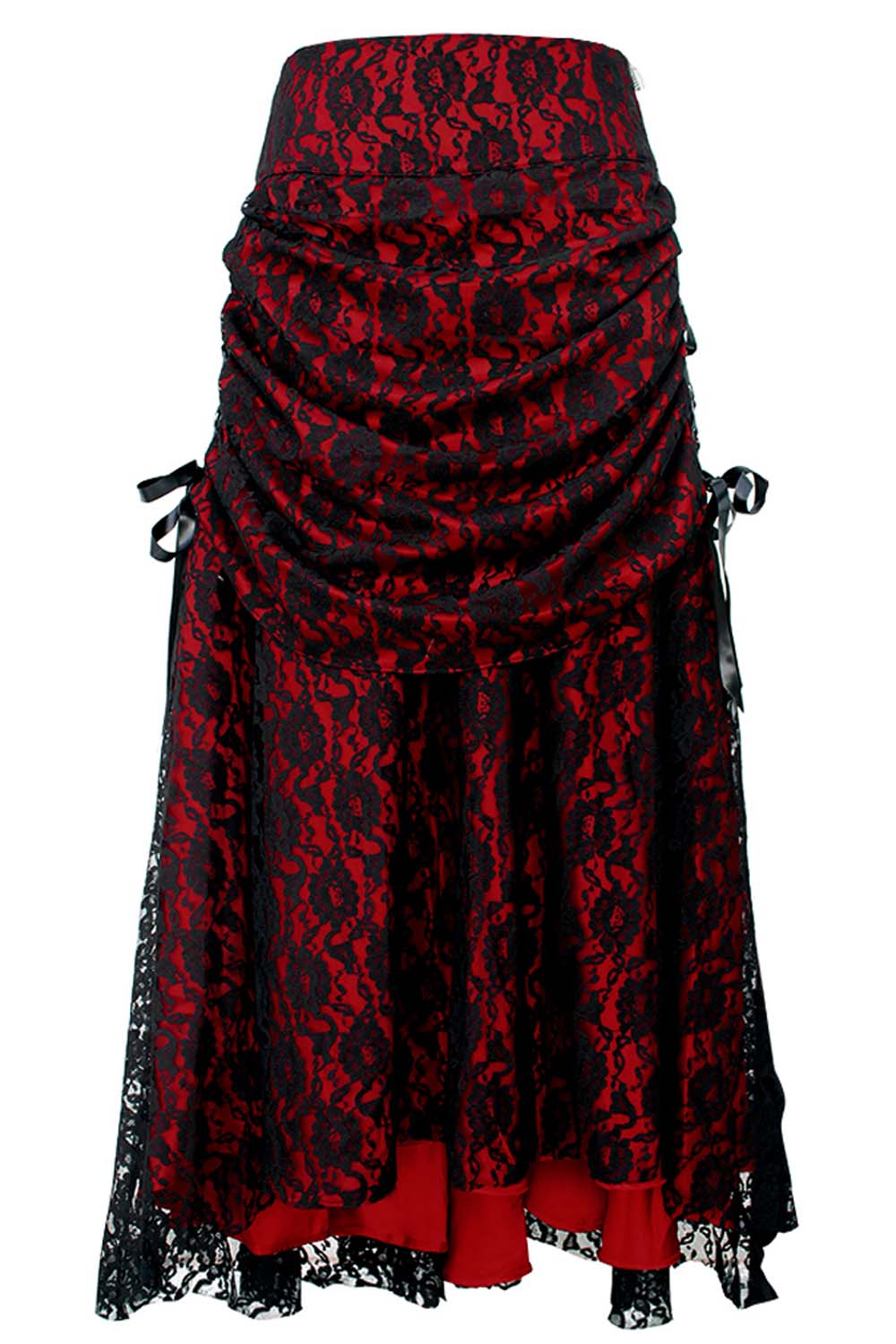 Brandyn Satin with Lace Overlay Gothic Bustle Skirt