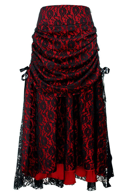 Brandyn Satin with Lace Overlay Gothic Bustle Skirt
