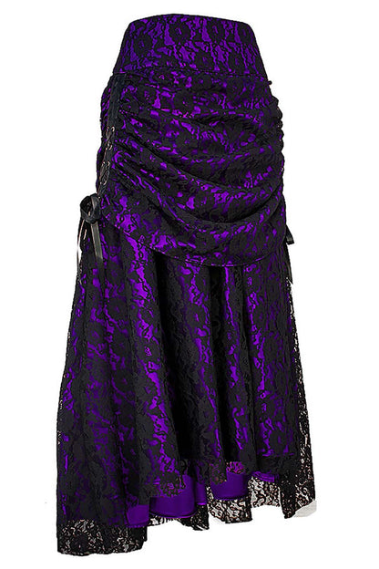 Brandyn Satin with Lace Overlay Gothic Bustle Skirt