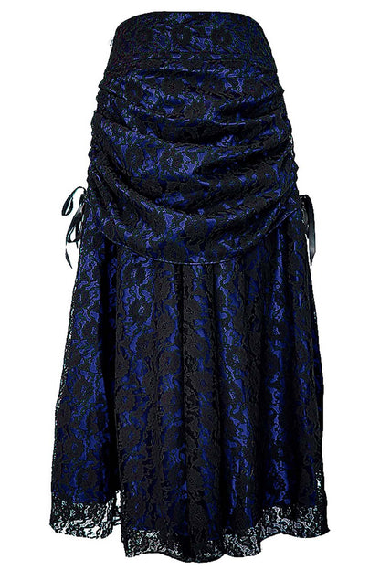 Brandyn Satin with Lace Overlay Gothic Bustle Skirt