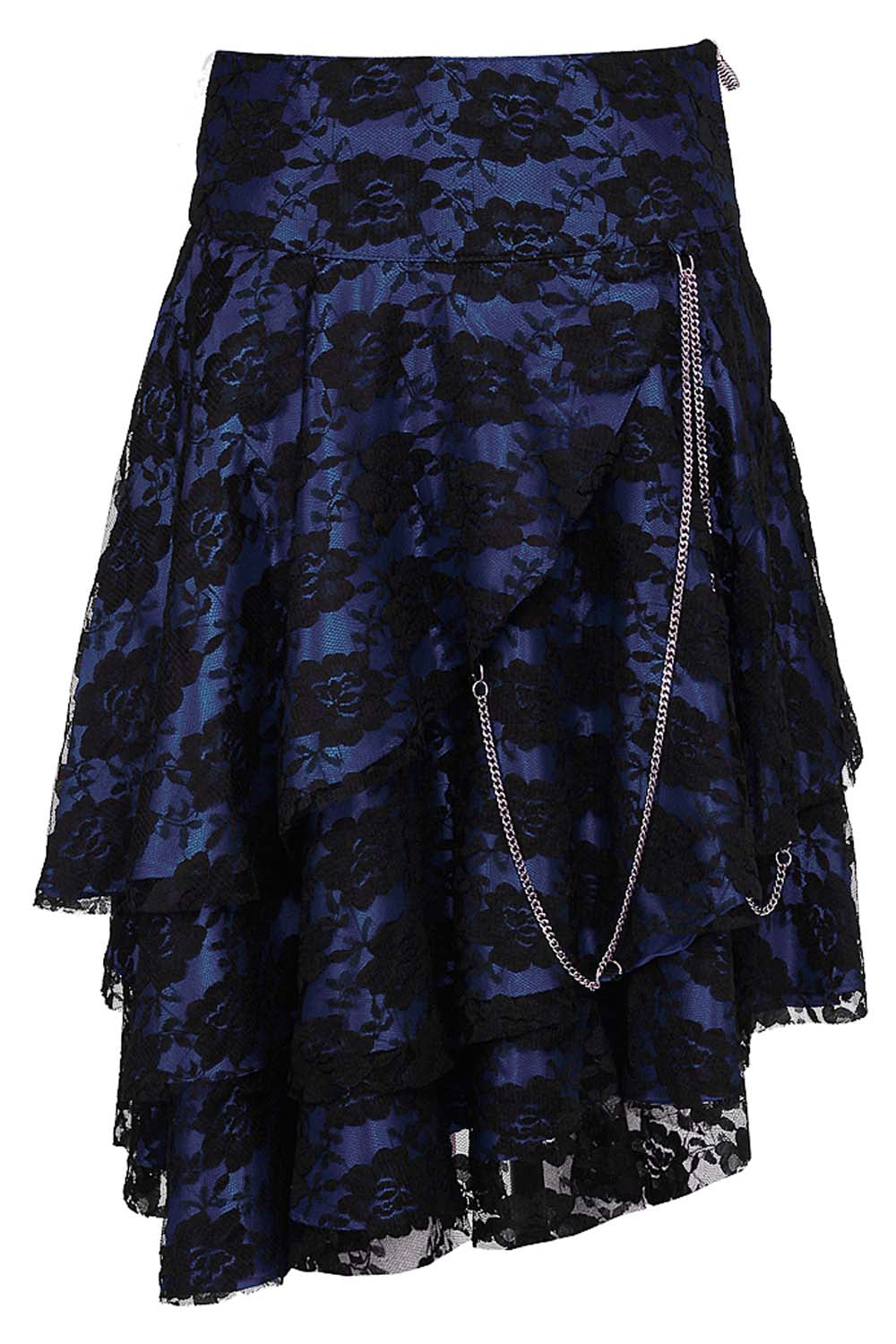 Sheena Satin with Lace Overlay Gothic Layered Skirt