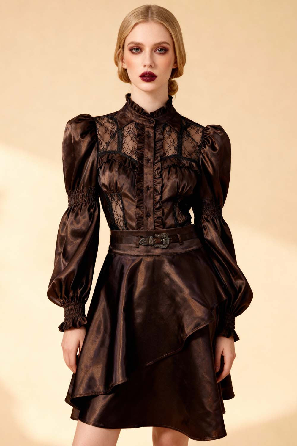 Shelby Brown Satin Steampunk Layered Skirt