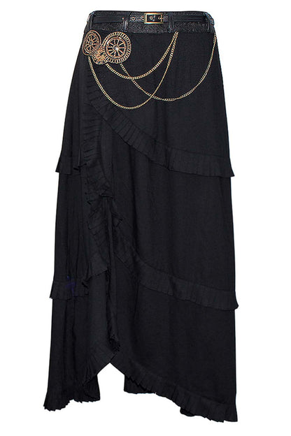 Denny Black Steampunk Embroidered Skirt