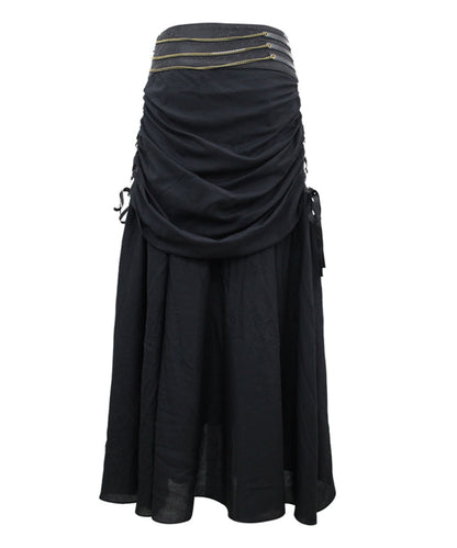 Selena Steampunk Embroidered Black Skirt