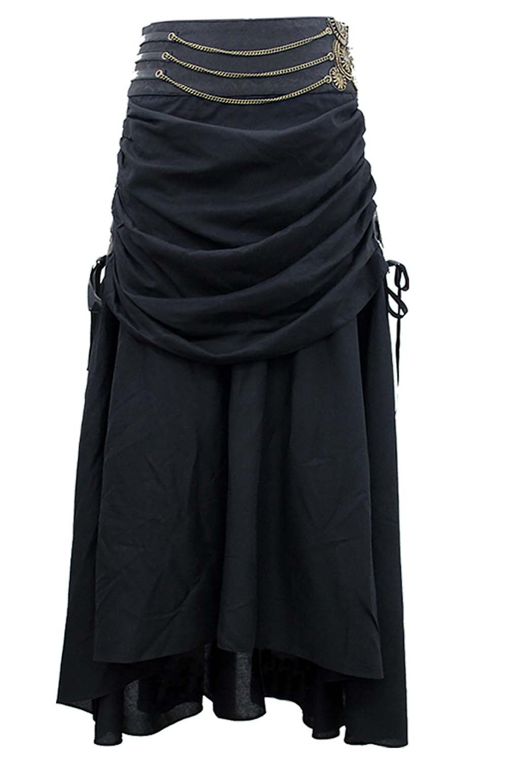 Selena Steampunk Embroidered Black Skirt