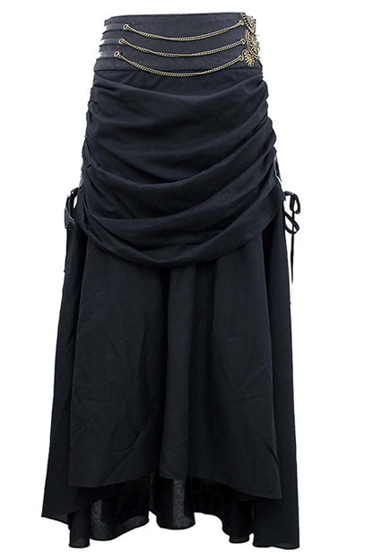 Selena Steampunk Embroidered Black Skirt