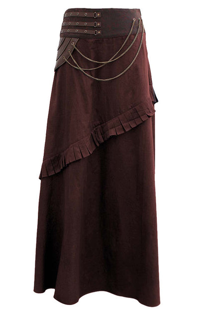 Maritza Brown Cotton Steampunk Skirt