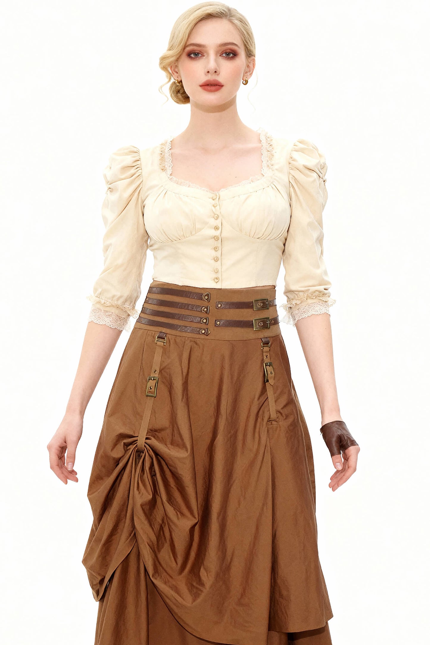 Annabel Steampunk Cotton Bustle Skirt