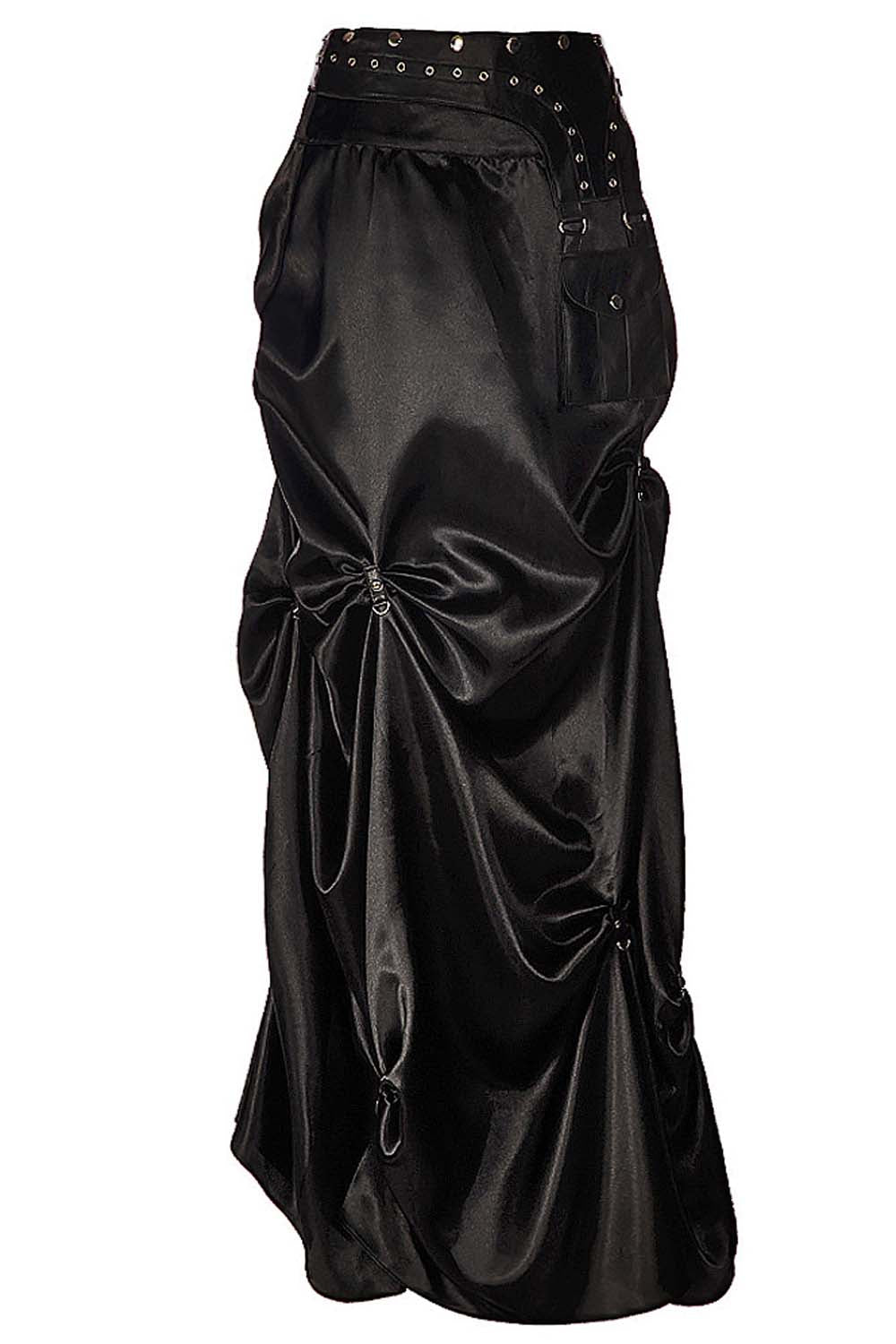 Anuja Steampunk Black Ruched Long Skirt