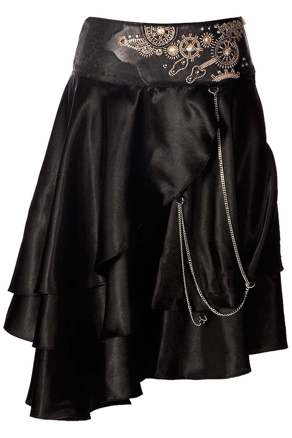 Joleen Black Steampunk Embroidered Skirt