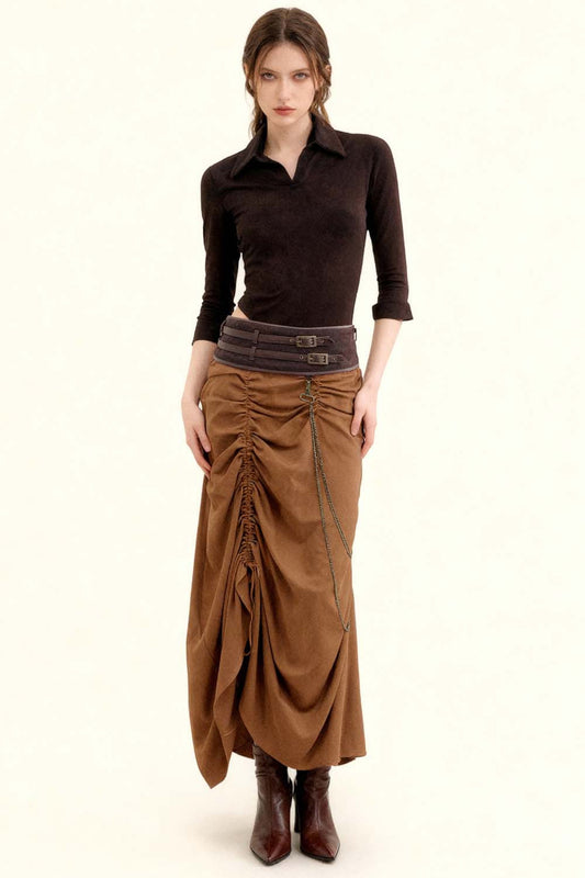 Masie Cotton Steampunk Bustle Skirt