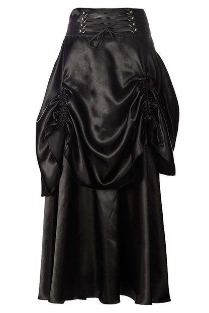 Shania Black Satin Steampunk Bustle Skirt