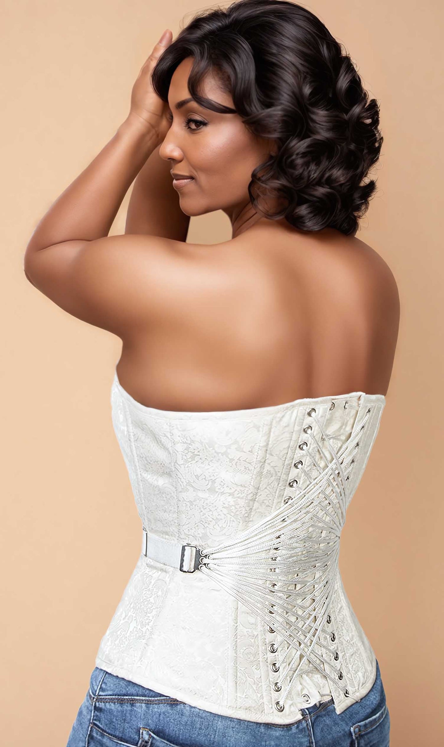 Stephanie Brocade Fan Lacing Corset
