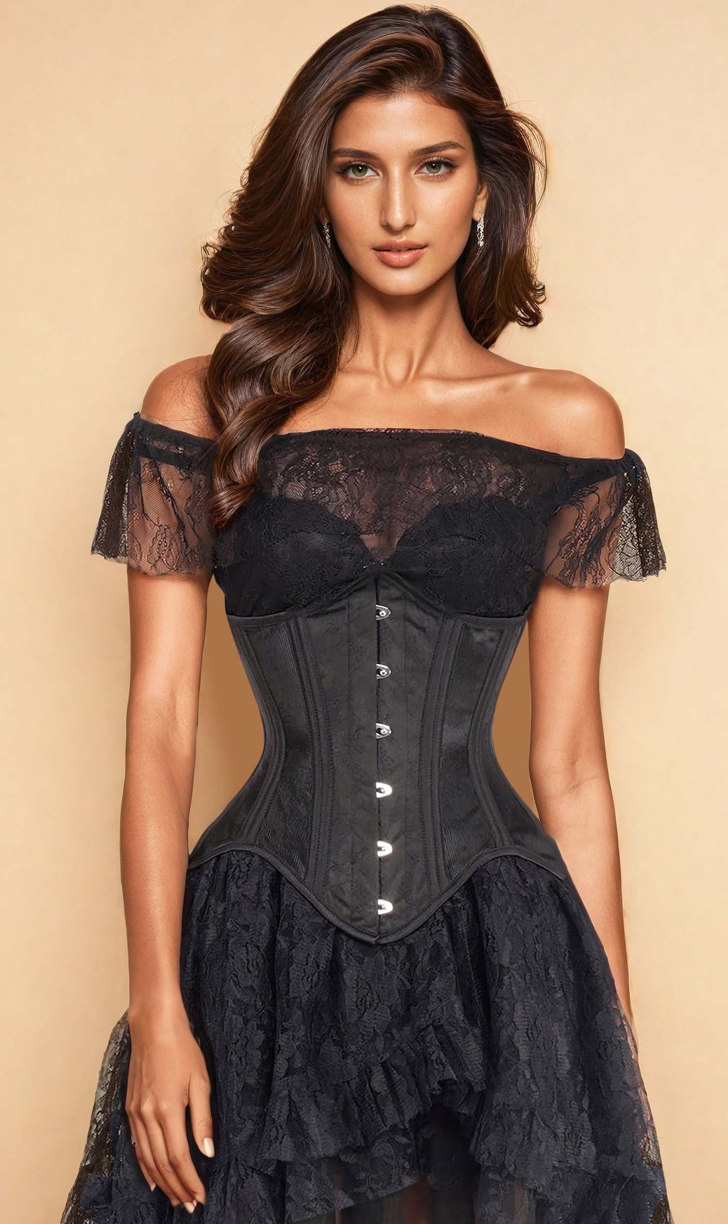Paisley Mesh with Brocade Waist Trainer Corset