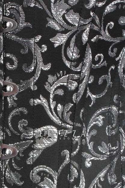 Silver Brocade Waist Training Corset (ELC-102)