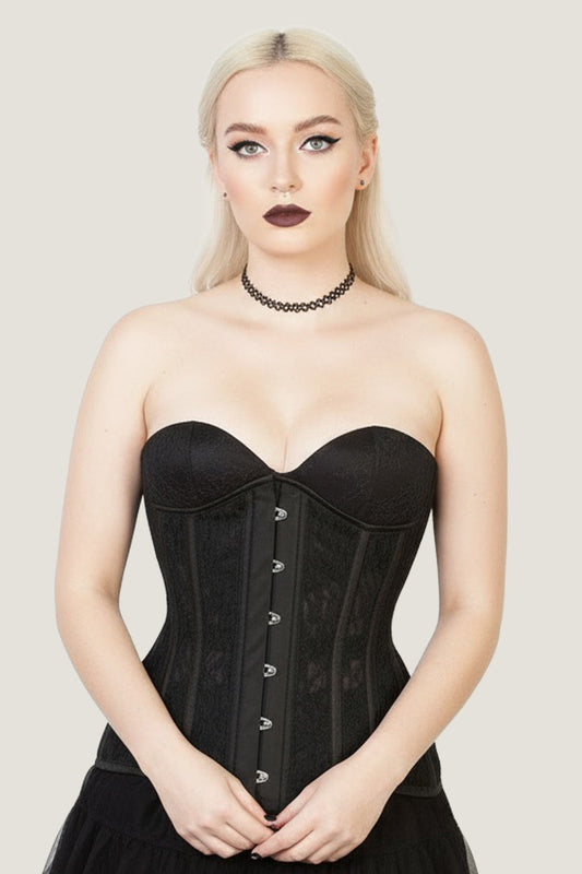 Yarrow Underbust Black Mesh with Lace Corset