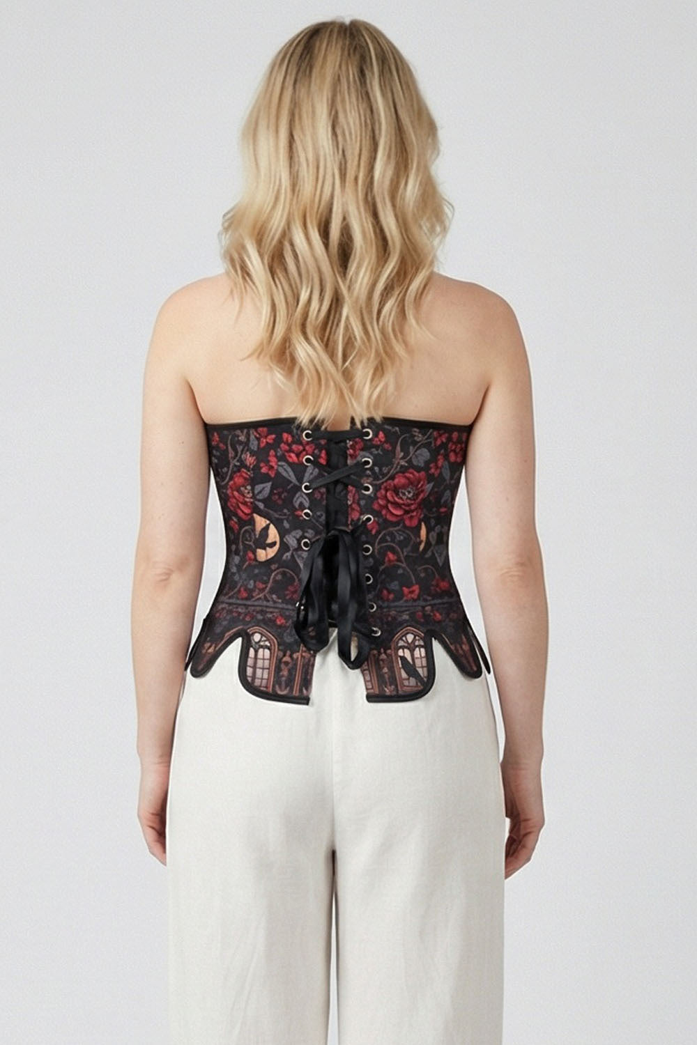 Black Crimson Rose Gothic Overbust Corset